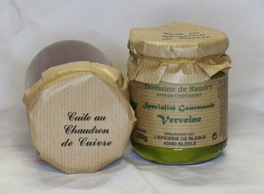 Spécialité Gourmande Verveine 250gr Confiture Artisanale "Domaine de Baudry" Artisan confiturier