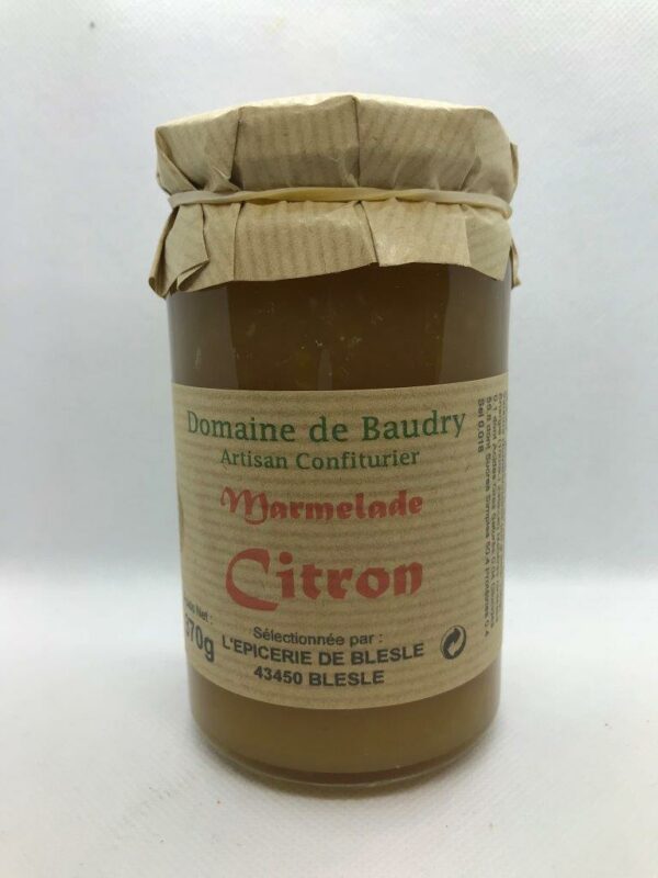 Marmelade Citron 370gr Confiture Artisanale "Domaine De Baudry" Artisan ...